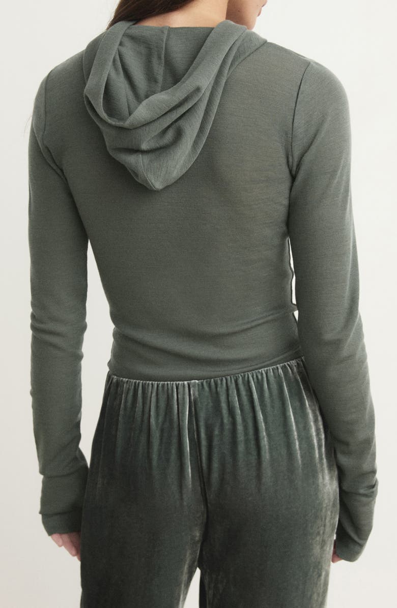 MANGO Wool Zip Hoodie, Alternate, color, Green