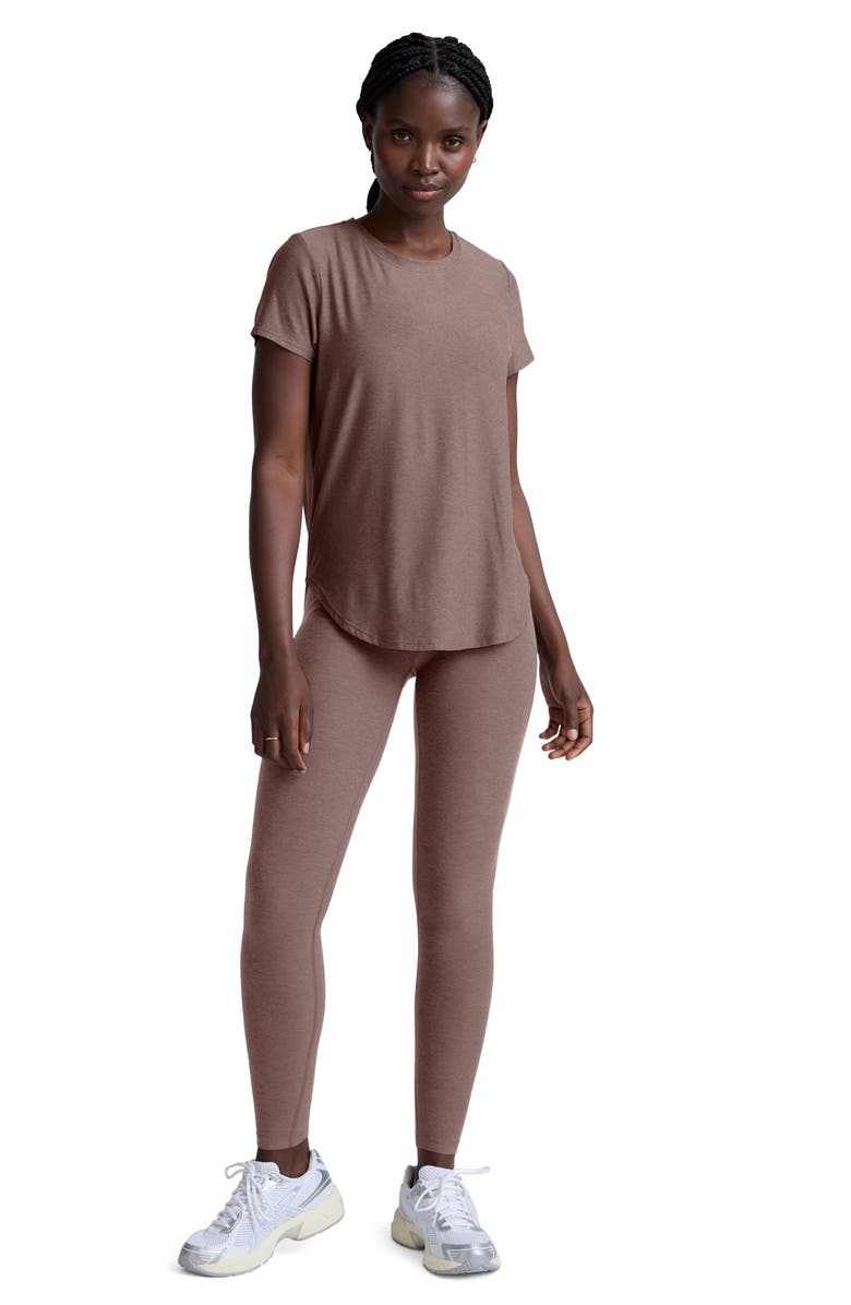 Beyond Yoga On the Down Low T-Shirt, Alternate, color, Rosey Taupe Heather