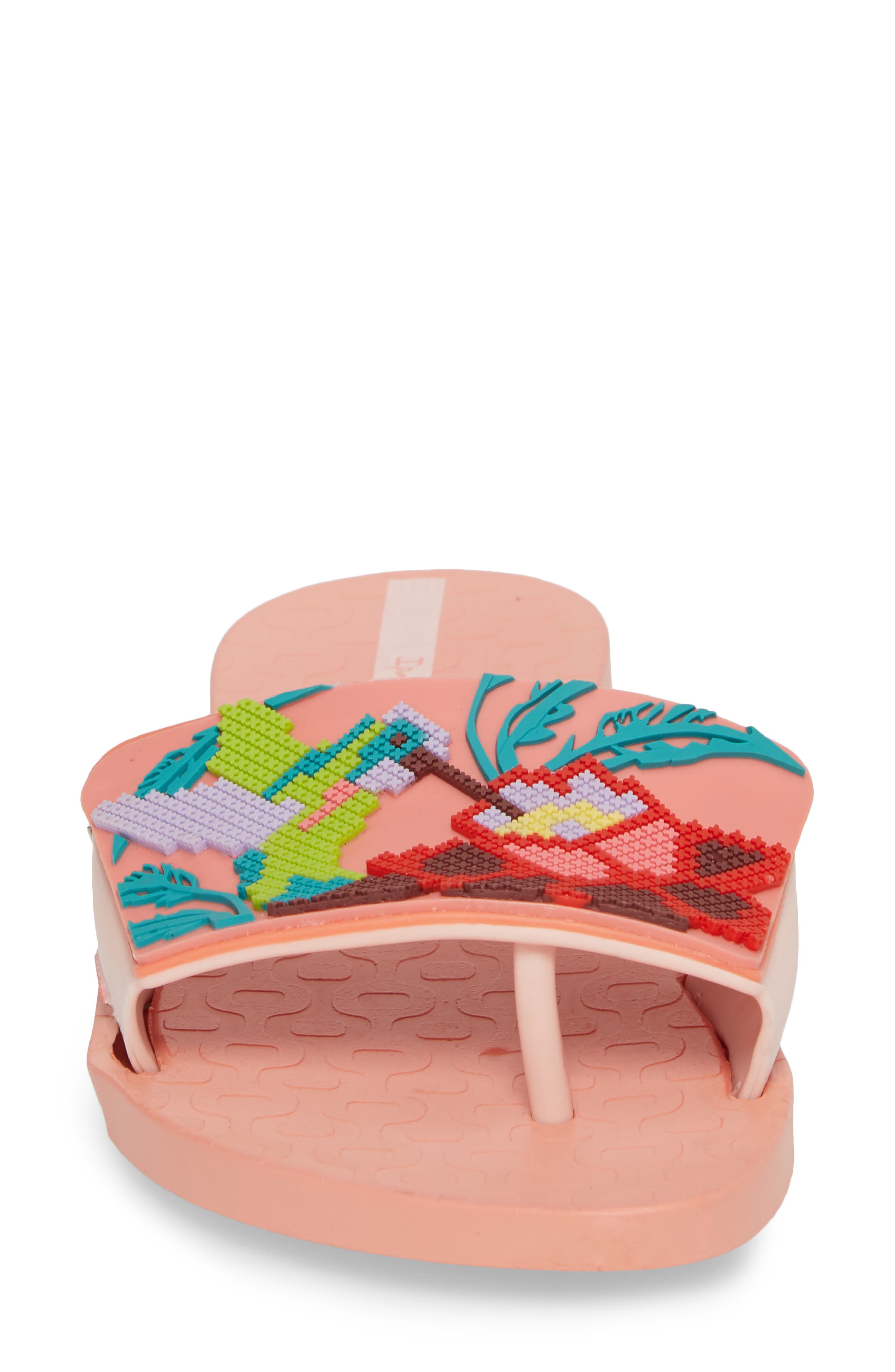 Nectar Floral Slide Sandal, Alternate, color, ORANGE/ PINK