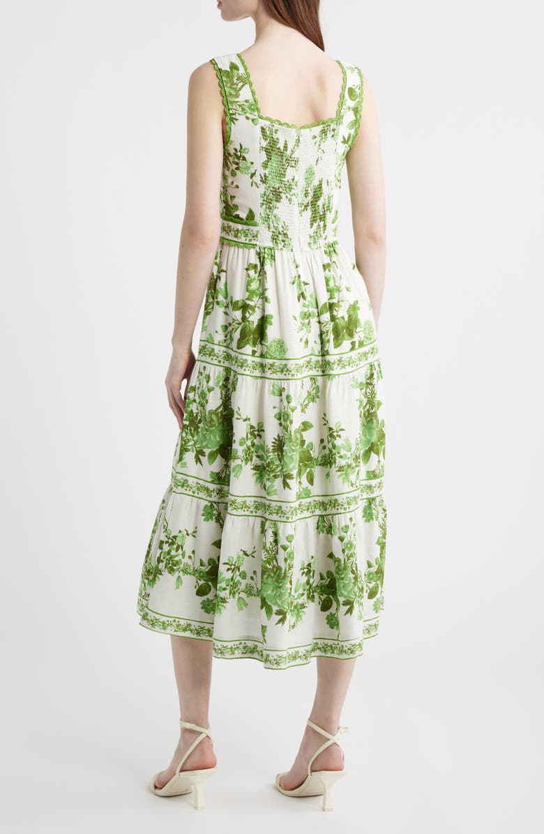 ZOE AND CLAIRE Picot Trim Cotton Blend Midi Dress, Alternate, color, Green