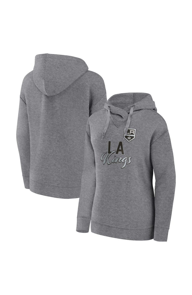 FANATICS Women's Fanatics Branded Heather Gray Los Angeles Kings Script Favorite Pullover Hoodie, Main, color, Heather Gray