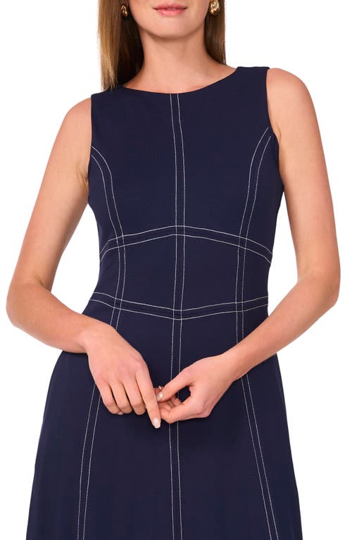 Halogen ® Contrast Topstitch Sleeveless Midi Dress In Blue