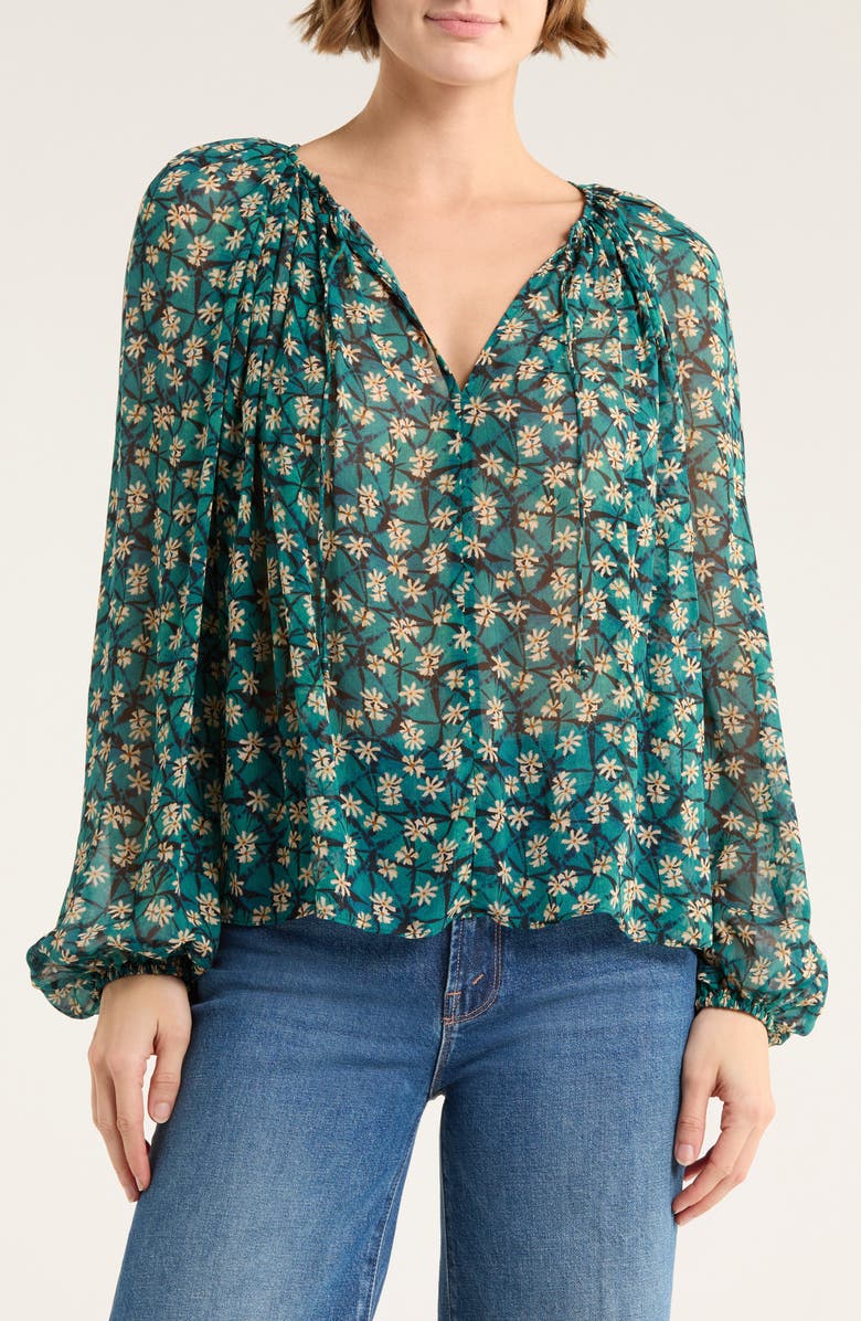 Ulla Johnson Safa Tie Neck Silk Top, Main, color, Clematis