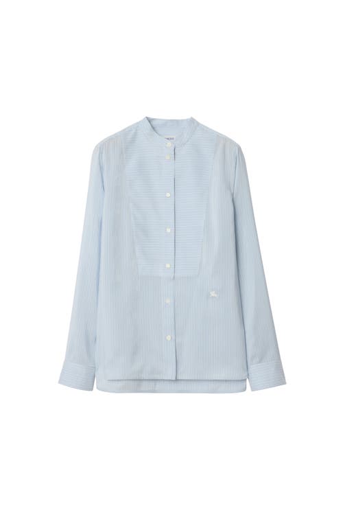 Burberry Relaxed Fit Striped Silk Poplin Shirt In Blue