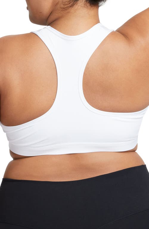 Nike Swoosh Medium Support Sports Bra In White/stone Mauve/black