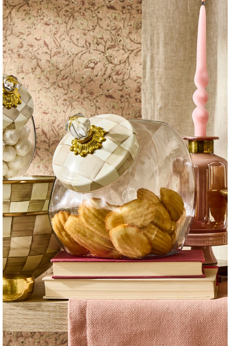 Cookie Jar with Mocha Check Lid, Alternate, color, MOCHA