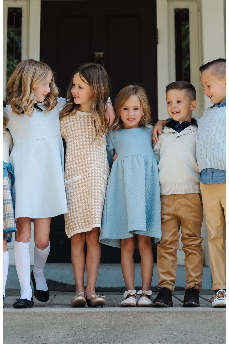 Kids' Organic Long Sleeve Fine Gauge Cable V-Neck Sweater, Alternate, color, Dusty Blue Heather Cable