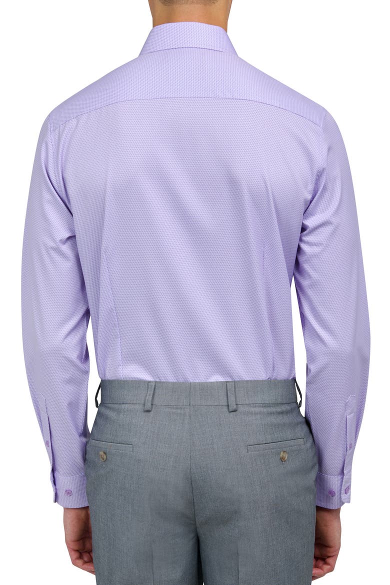 Slim Fit Broken Stripe Print Recycled Performance Stretch Dress Shirt, Alternate, color, WHITE PURPLE