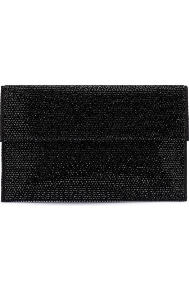Olga Berg Cara Crystal Envelope Clutch, Main, color, Black