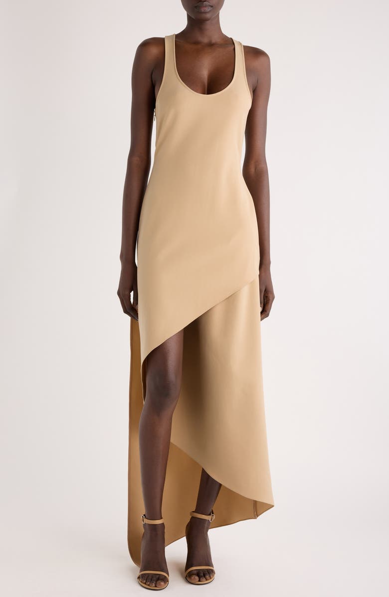 Courrèges Infinity Asymmetric Crepe Maxi Dress, Main, color, 