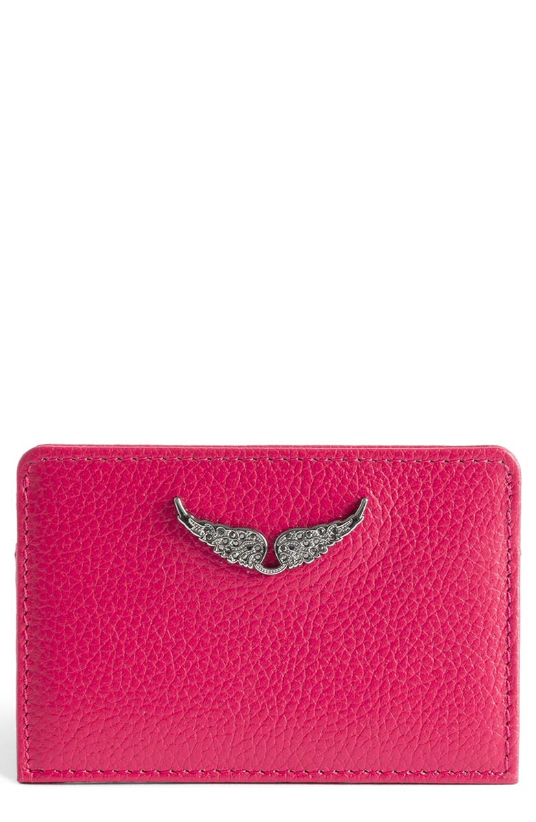 Zadig & Voltaire Pass Leather Card Case, Main, color, Podium