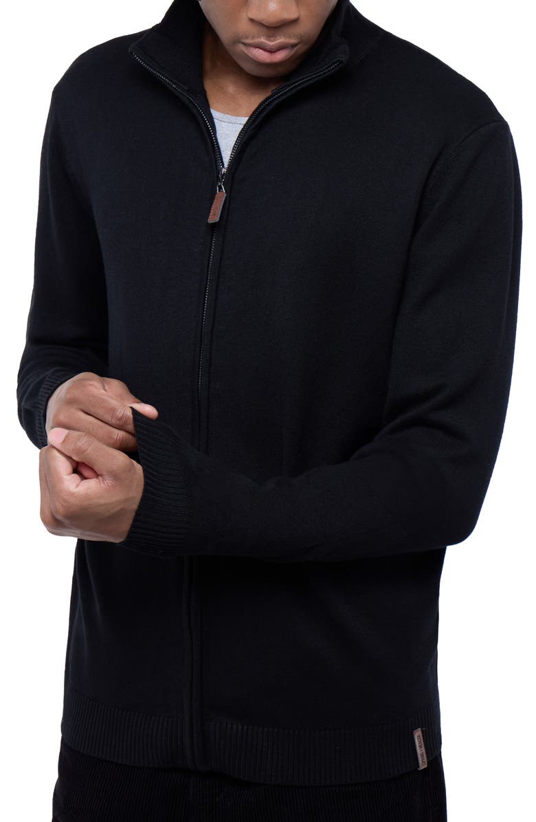 Spring + Mercer Mock Neck Full Zip Sweater, Alternate, color, Black