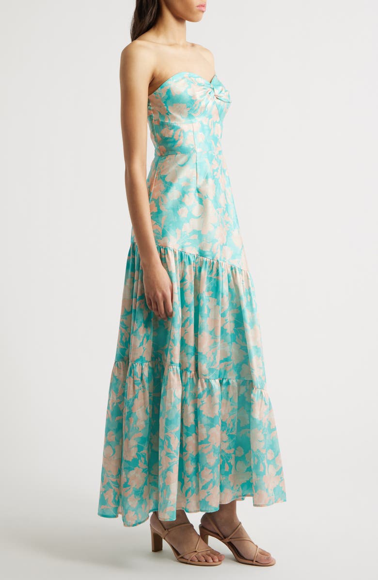 Hutch Phoebe Strapless Maxi Cocktail Dress, Alternate, color, Teal Floral