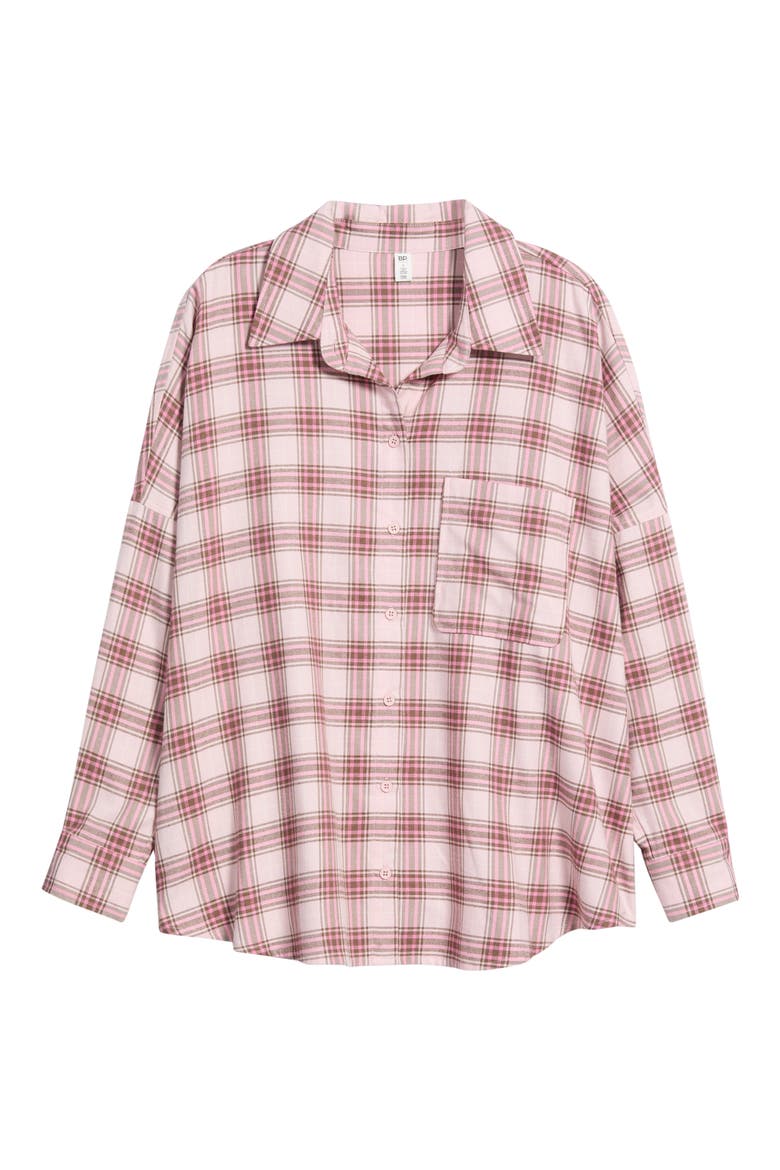Plaid Long Sleeve Flannel Shirt, Alternate, color, PINK PLAID
