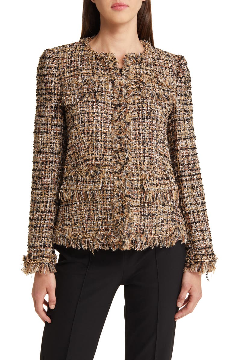 KOBI HALPERIN Lisa Bouclé Tweed Jacket, Alternate, color, Gold
