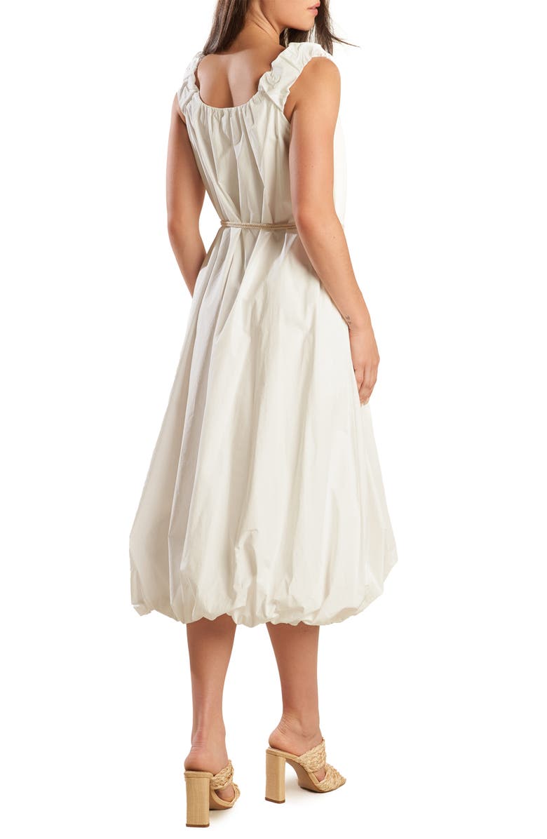 FREEMARKET Belted Bubble Hem Midi Dress, Alternate, color, Off White