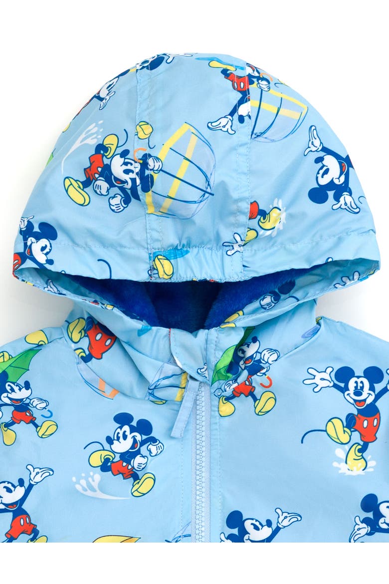 Mickey Mouse Fleece Hooded Rain Jacket, Alternate, color, Mickey Light Blue
