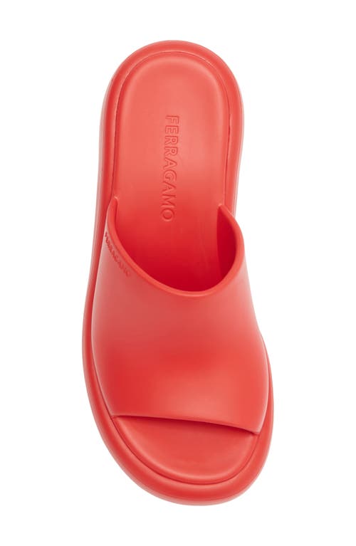Ferragamo Deva Platform Slide Sandal In Red