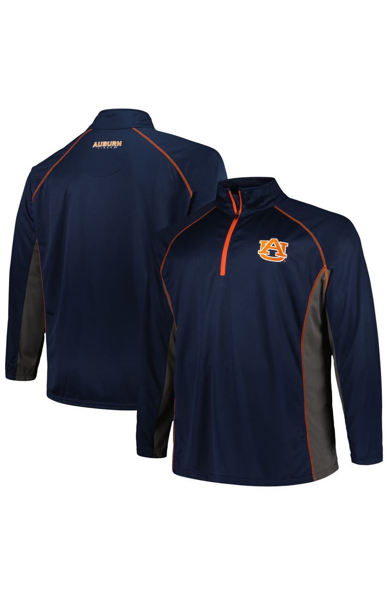 PROFILE Men's Profile Navy Auburn Tigers Big & Tall Quarter-Zip Raglan Jacket, Main, color, 