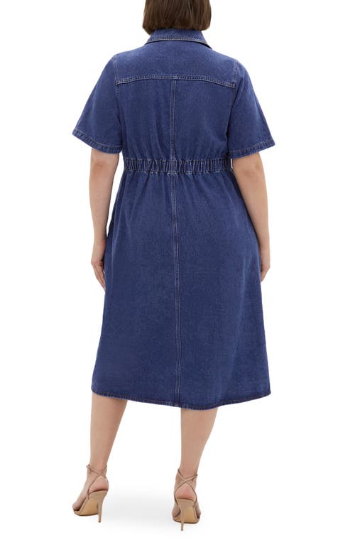 City Chic Jade Denim Shirtdress In Blue