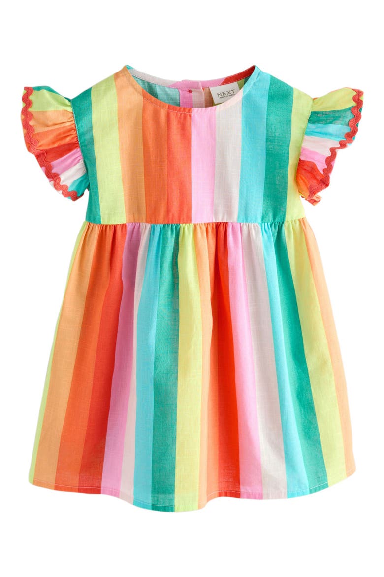 Kids' Bright Rainbow Ruffle Cotton Dress, Main, color, MULTI