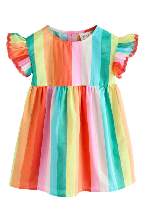 Kids' Bright Rainbow Ruffle Cotton Dress (Baby, Toddler & Little Kid)