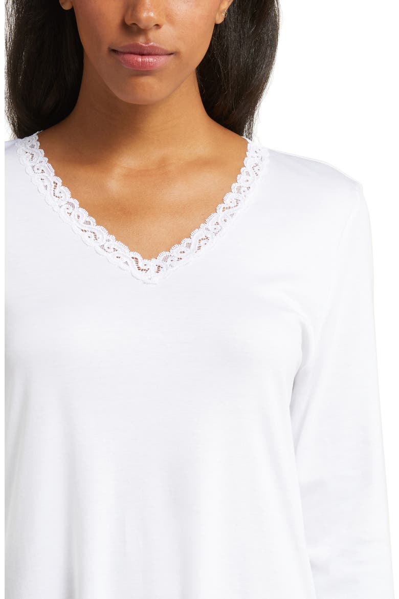 Moments V-Neck Cotton Nightgown, Alternate, color, 101 - WHITE