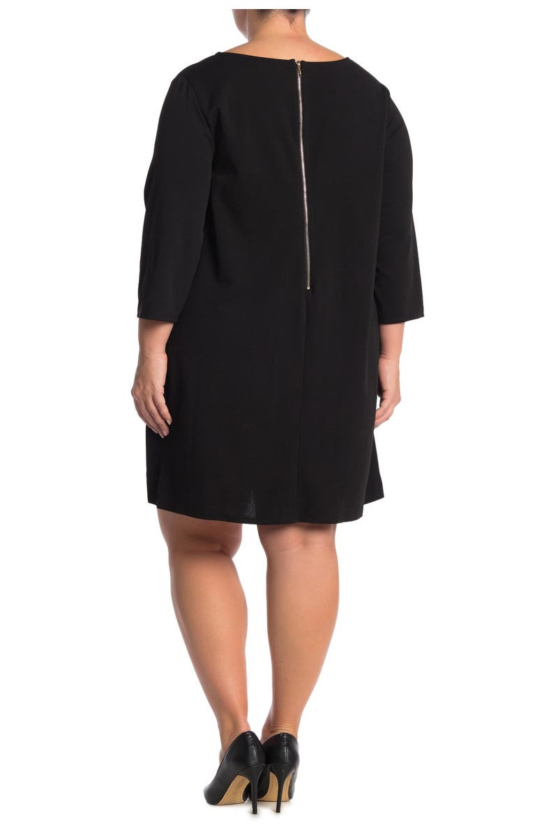 Nina Leonard Jewel Neck Three-Quarter Sleeve High Tech Dress, Alternate, color, 