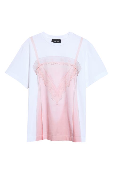 Satin Slipdress Trompe l'Oeil Cotton T-Shirt