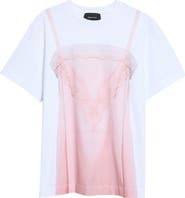 Simone Rocha Satin Slipdress Trompe l'Oeil Cotton T-Shirt