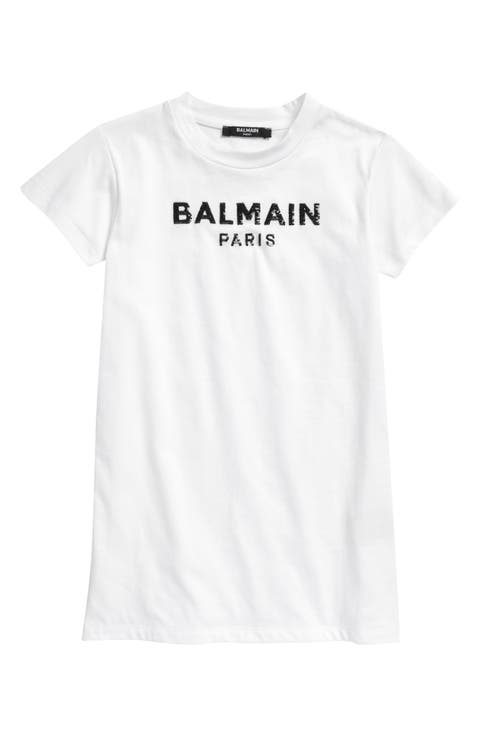 Kids' Sequin Logo Cotton T-Shirt Dress