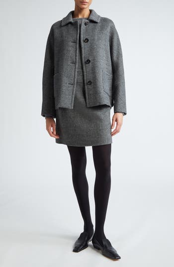 Max Mara Sorriso Check Wool Blend Short Coat | Nordstrom