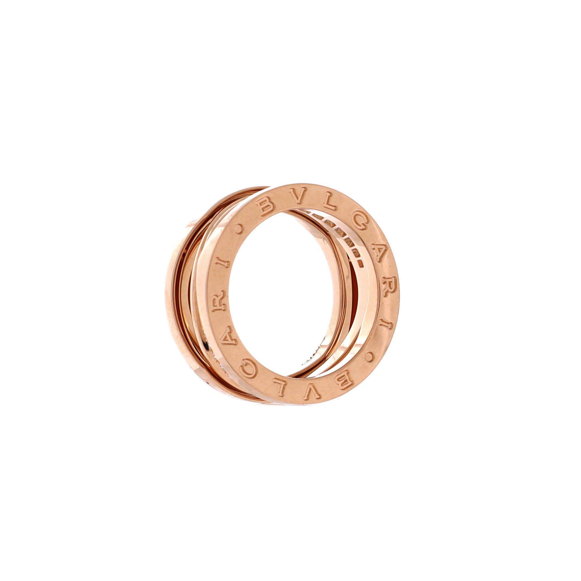 B.Zero1 Design Legend Zaha Hadid Three Band Ring 18K Rose Gold with Diamonds, Alternate, color, Metallic Gold