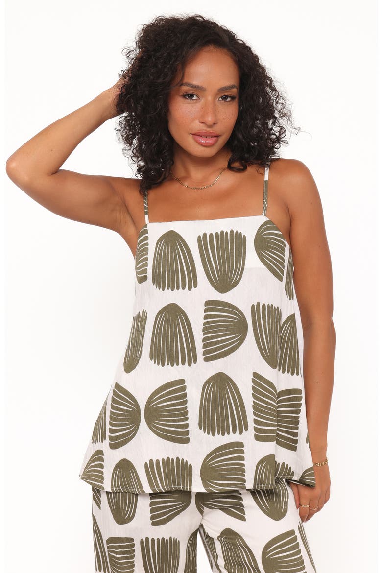 Brianna Palm Print Camisole & Wide Leg Pants Set, Alternate, color, GREEN PALM PRINT