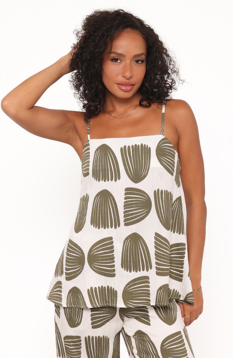 Petal & Pup Brianna Palm Print Camisole & Wide Leg Pants Set, Alternate, color, Green Palm Print