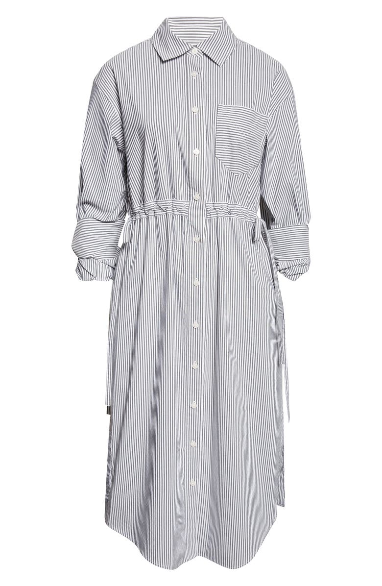 Derek Lam 10 Crosby Annalisa Long Sleeve Midi Shirtdress, Alternate, color, Grey/ White
