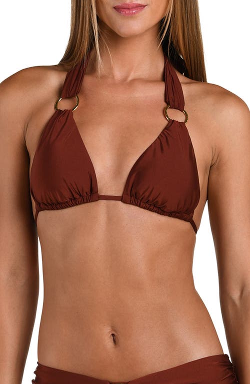 Sunshine 79 Solids Triangle Bikini Top In Brown