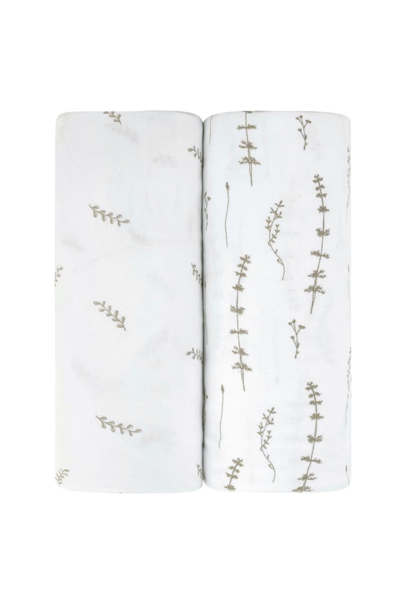 Ely's & Co. Baby Fitted Pack n Play - Mini Crib Sheet 2 Packs, Main, color, Forest Grey Leaves