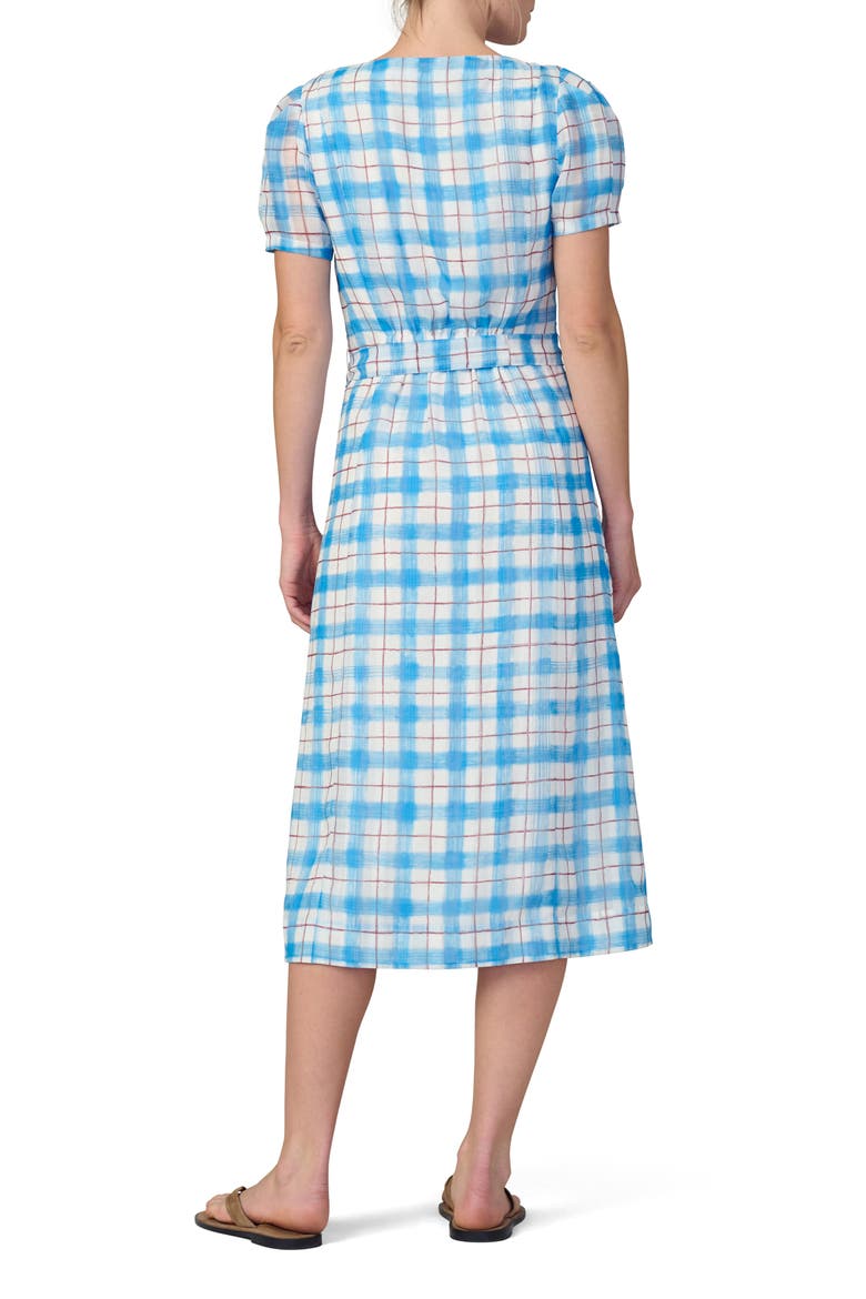 The Halle Button Front Midi Dress, Alternate, color, BLUE/ RUST CHECK