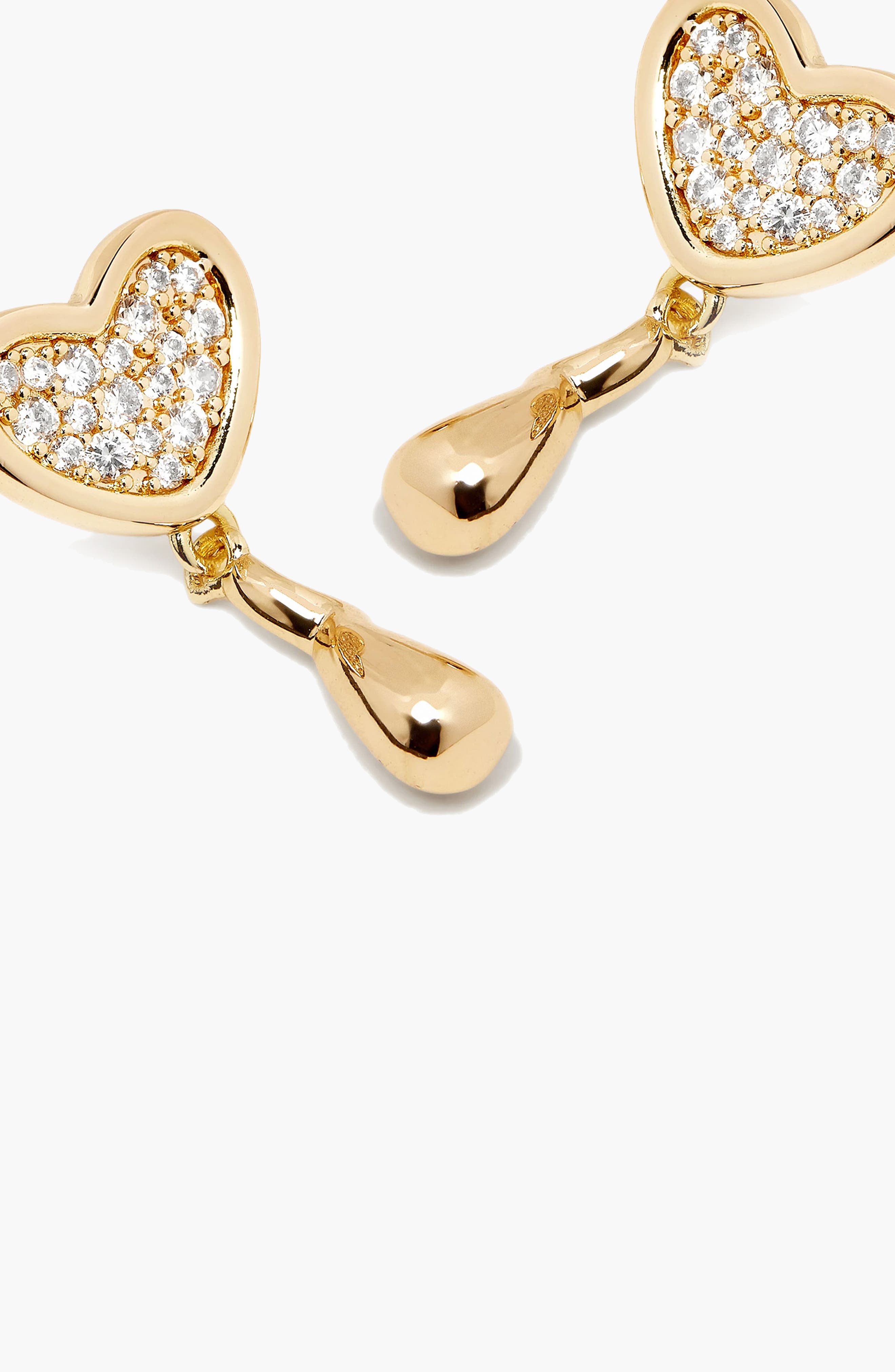 YOJ Heart Midi Crystal Face On Stud Earrings In Gold (Women) | Nordstrom