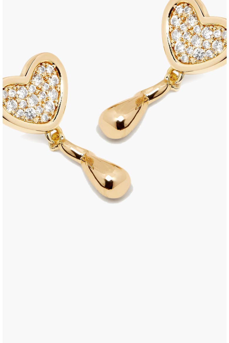 Heart Midi Crystal Face On Stud Earrings In Gold, Alternate, color, Gold