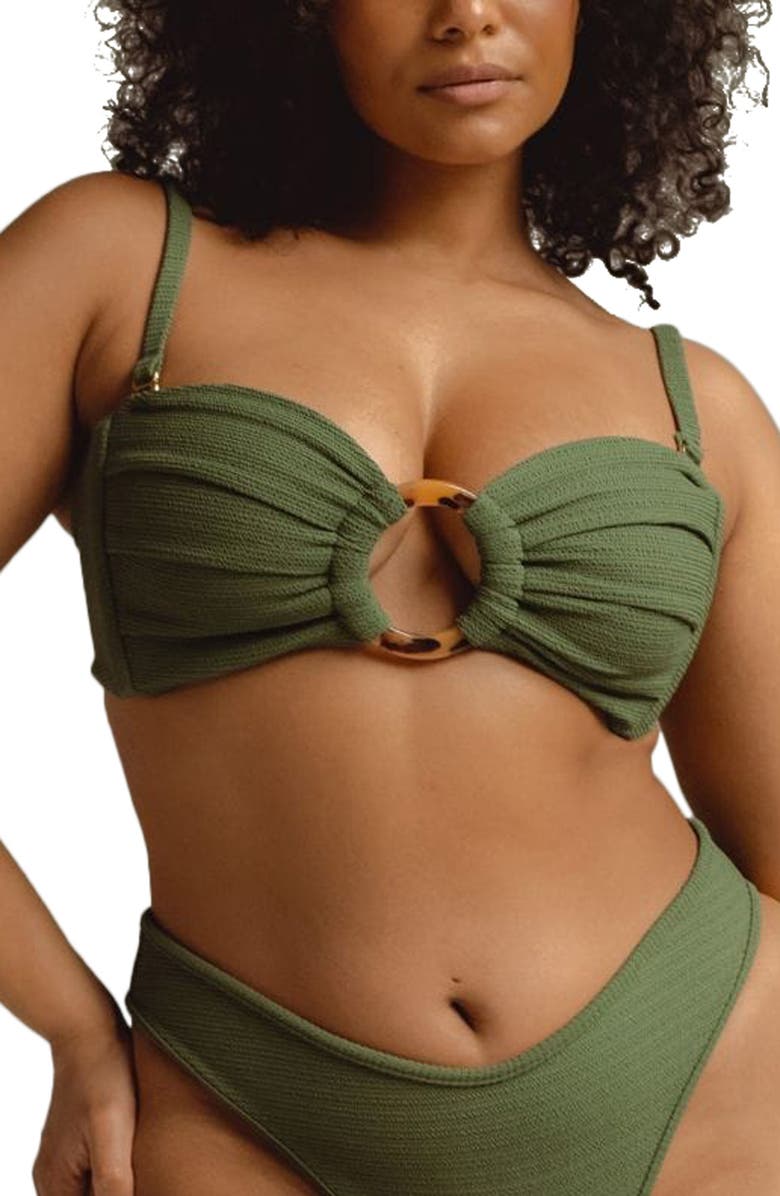 MONTCE Tori Bandeau Bikini Top, Alternate, color, Olive Micro Scrunch