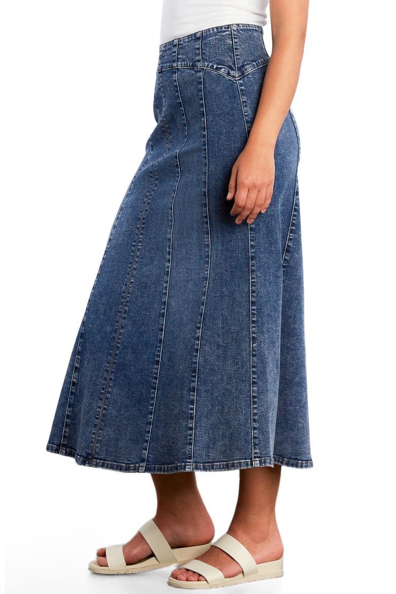 Bellas Denim Midi Skirt, Alternate, color, SPLIT BLUE