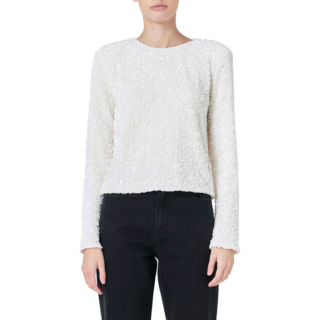Endless Rose Sequin Long Sleeve Top In Ivory