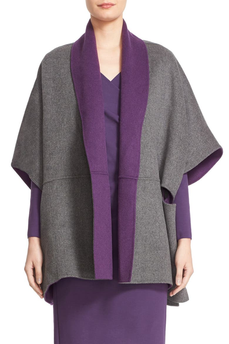 Reversible Wool & Cashmere Cape, Main, color, DARK CHARCOAL