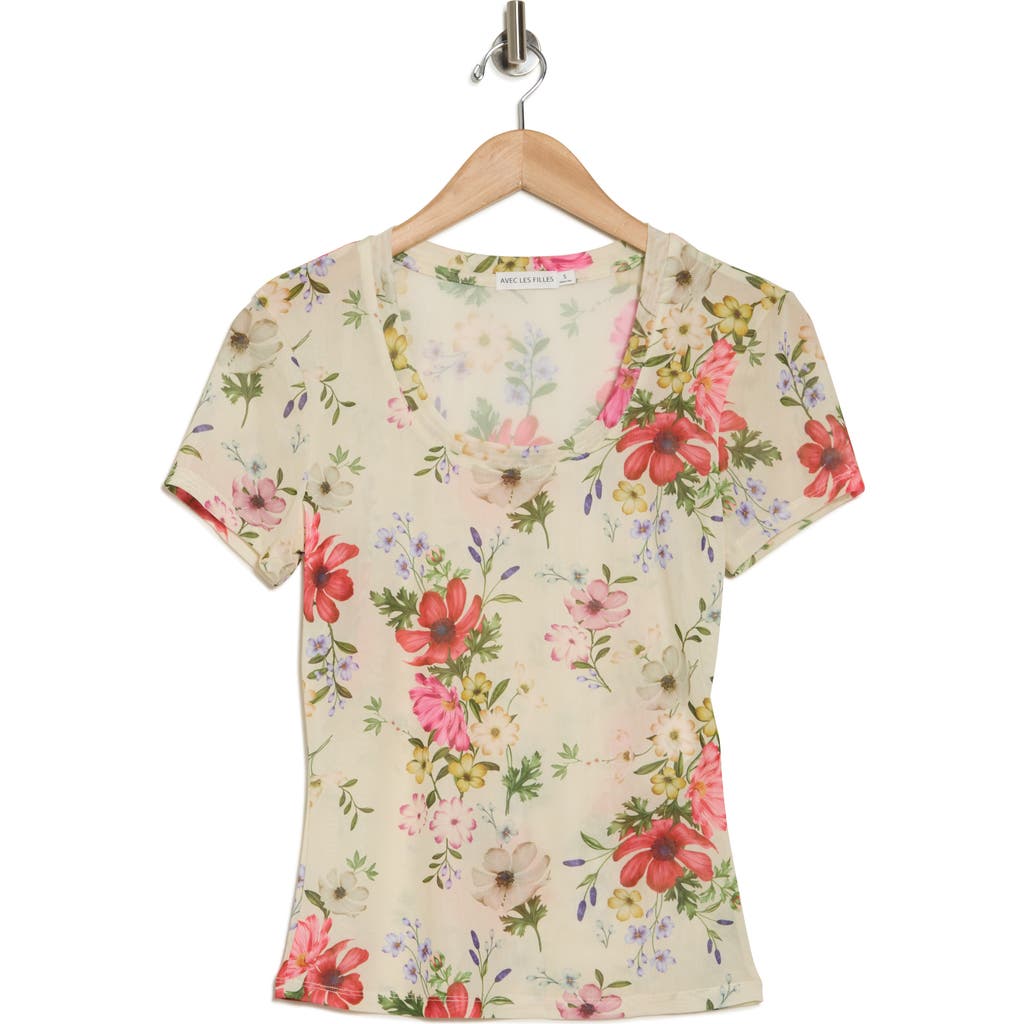 AVEC LES FILLES AVEC LES FILLES FLORAL MESH TOP