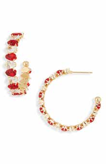 Cara Alternating Crystal Hoop Earrings