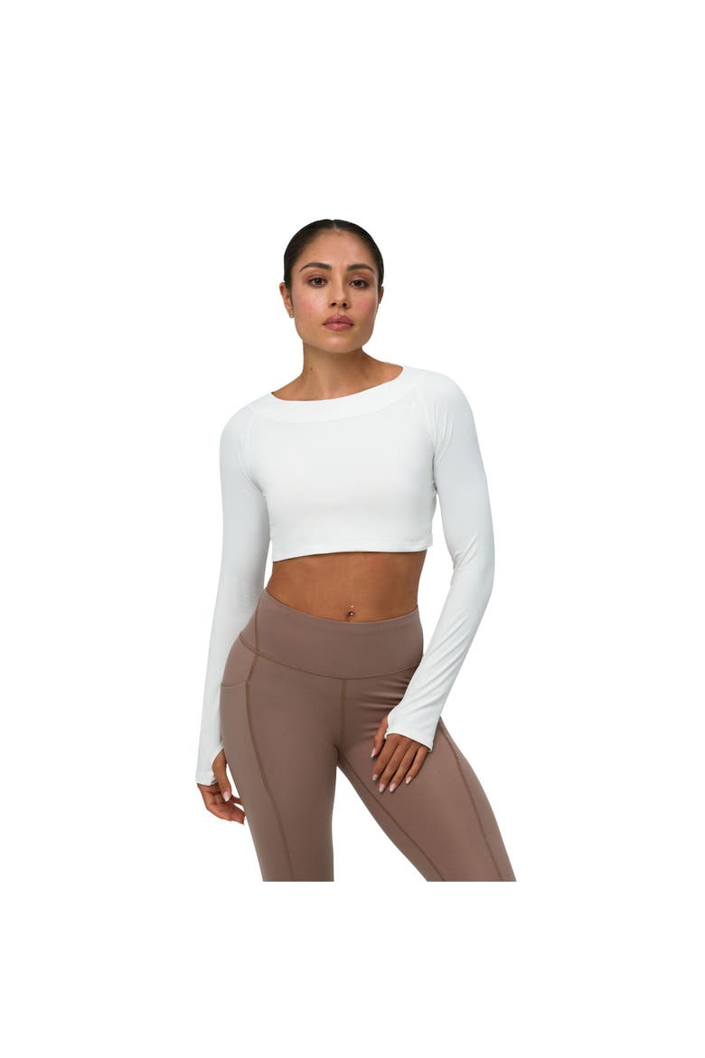 Women's Long Sleeve Crop Top Shirt for Sun and UV Protection, Main, color, White