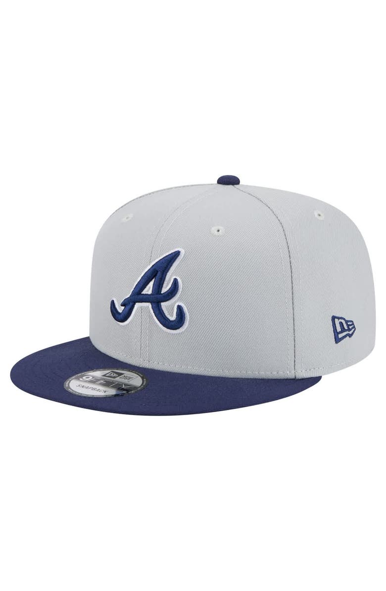 New Era Men's New Era Gray/Navy Atlanta Braves 2-Tone Color Pack 9FIFTY Snapback Hat, Main, color, 