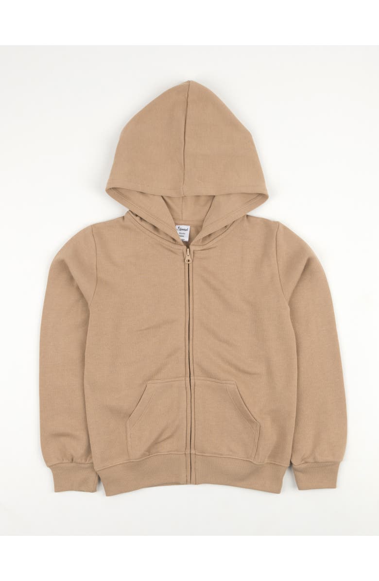 Leveret Kids Zip-Up Sweatshirt Hoodie, Cotton Blend, Solid Colors, Main, color, Beige